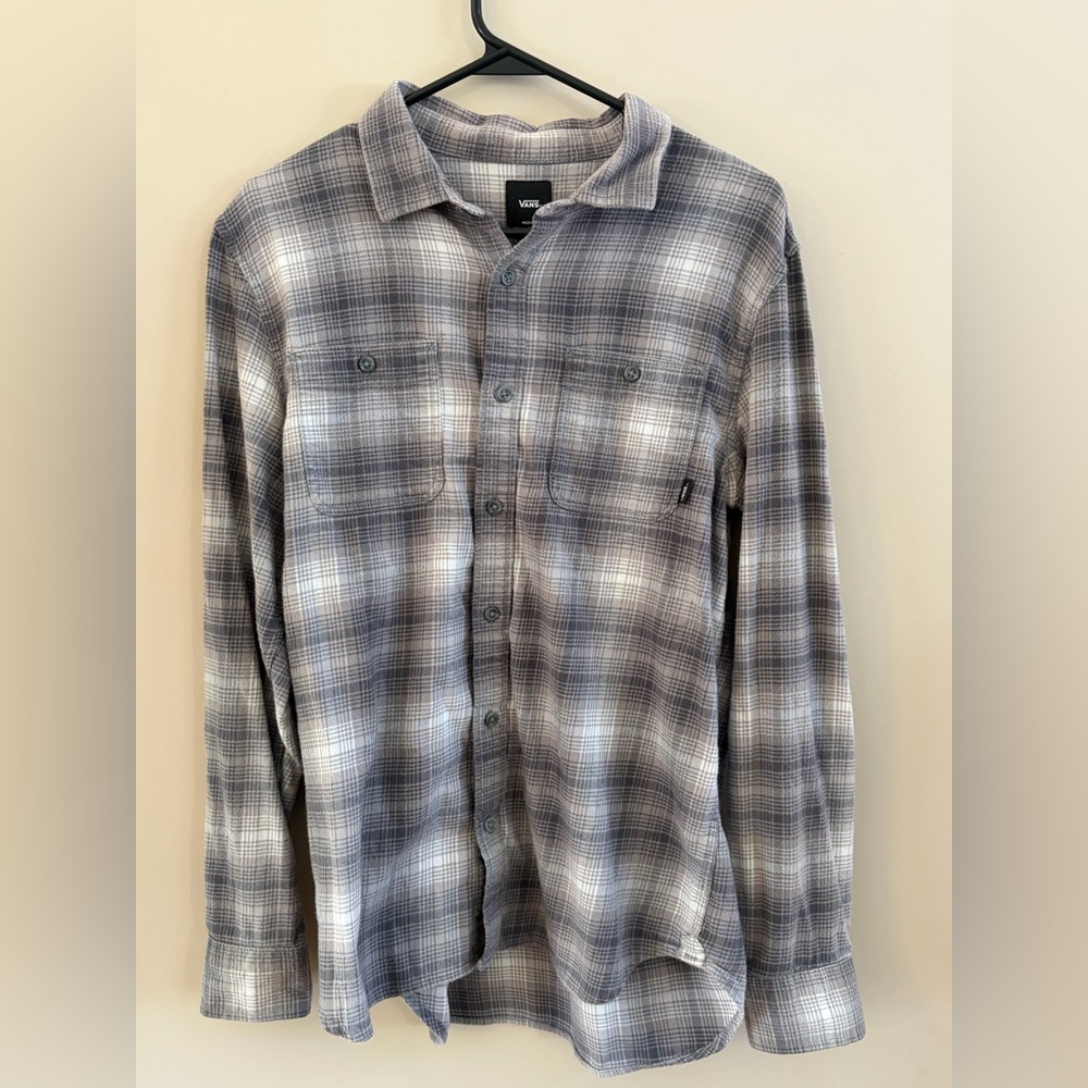 Vans Tailor Fit Long Sleeve Plaid Flannel Button Down Shirt Top Streetwear Tee